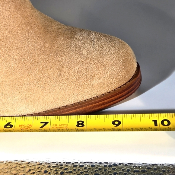 Vince Camuto Mid-Shaft Suede Chunky Heel Boots Women Size 7W Zelcinna Tortilla - Picture 14 of 16